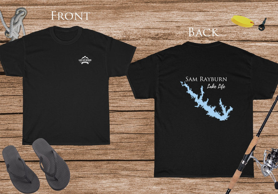 Sam Rayburn Lake Life - Cotton Short Sleeved - FRONT & BACK PRINTED - Short Sleeved Cotton Tee - Texas Lake