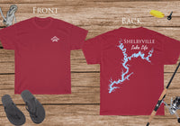 Shelbyville Lake Life - Cotton Short Sleeved - FRONT & BACK PRINTED - Short Sleeved Cotton Tee - Illinois Lake