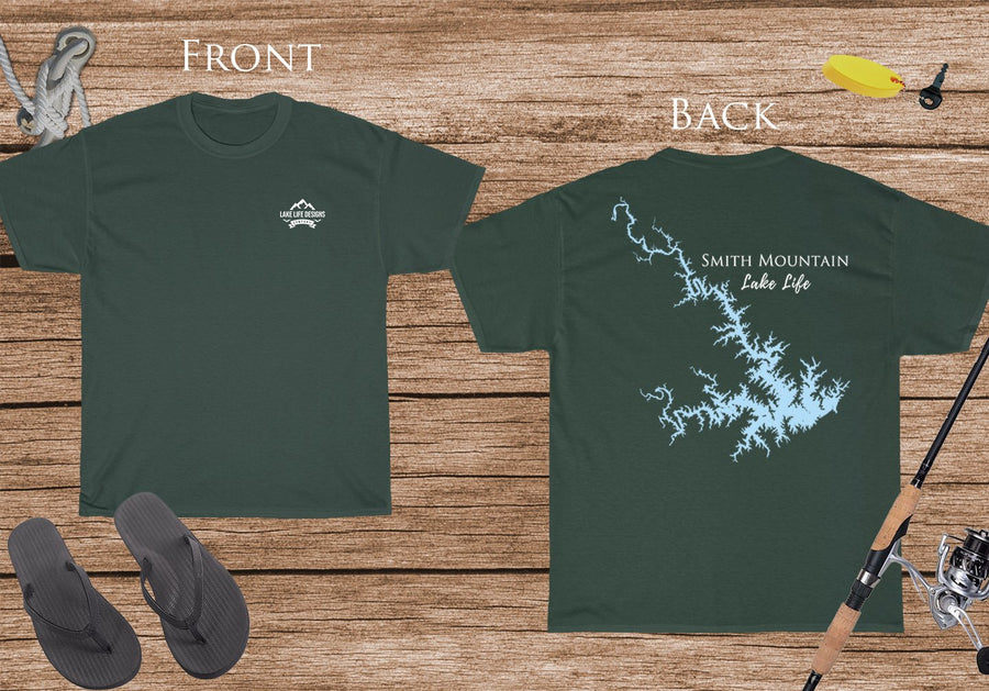 Smith Mountain Lake Heavy Cotton Tee - Front and Back Print - Virginia Lake