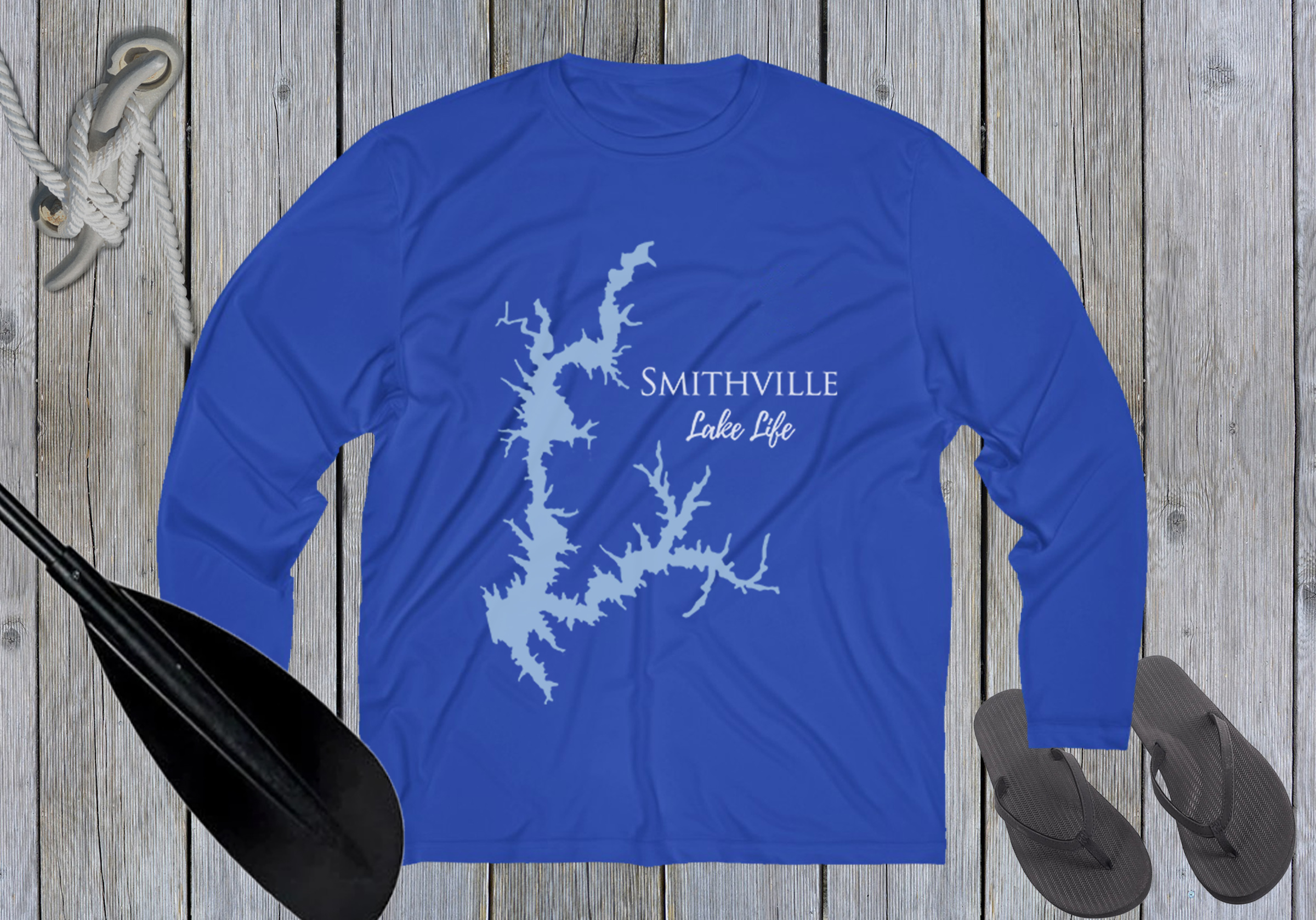 Smithville Lake Life Dri-fit Boating Shirt - Breathable Material- Men's Long Sleeve Moisture Wicking Tee - Missouri Lake