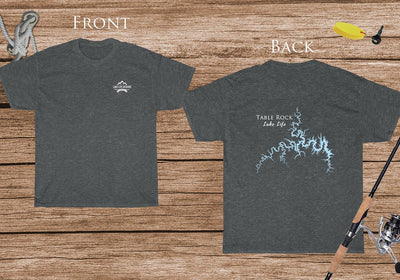 Table Rock Lake Life - Cotton Short Sleeved - FRONT & BACK PRINTED - Short Sleeved Cotton Tee -  Missouri Arkansas Lake