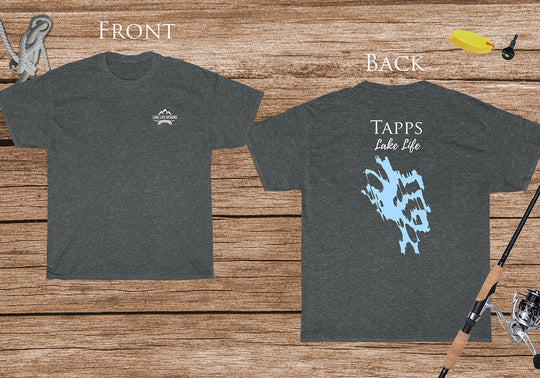 Tapps Lake Life - Cotton Short Sleeved - FRONT & BACK PRINTED - Short Sleeved Cotton Tee -  Washington Lake