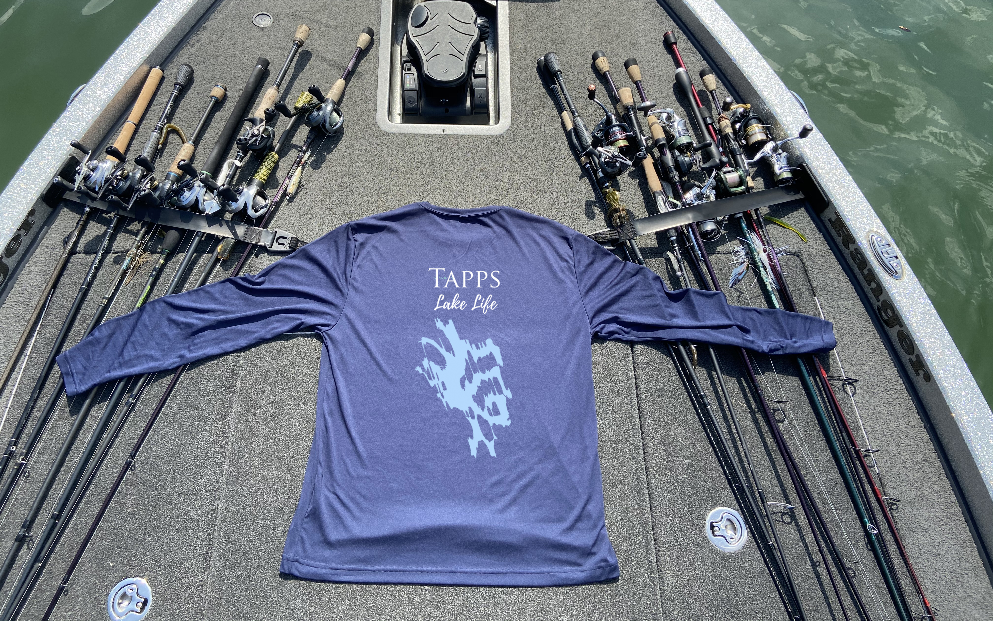 Tapps Lake Life Dri-fit Boating Shirt - Breathable Material- Men's Long Sleeve Moisture Wicking Tee - Washington Lake