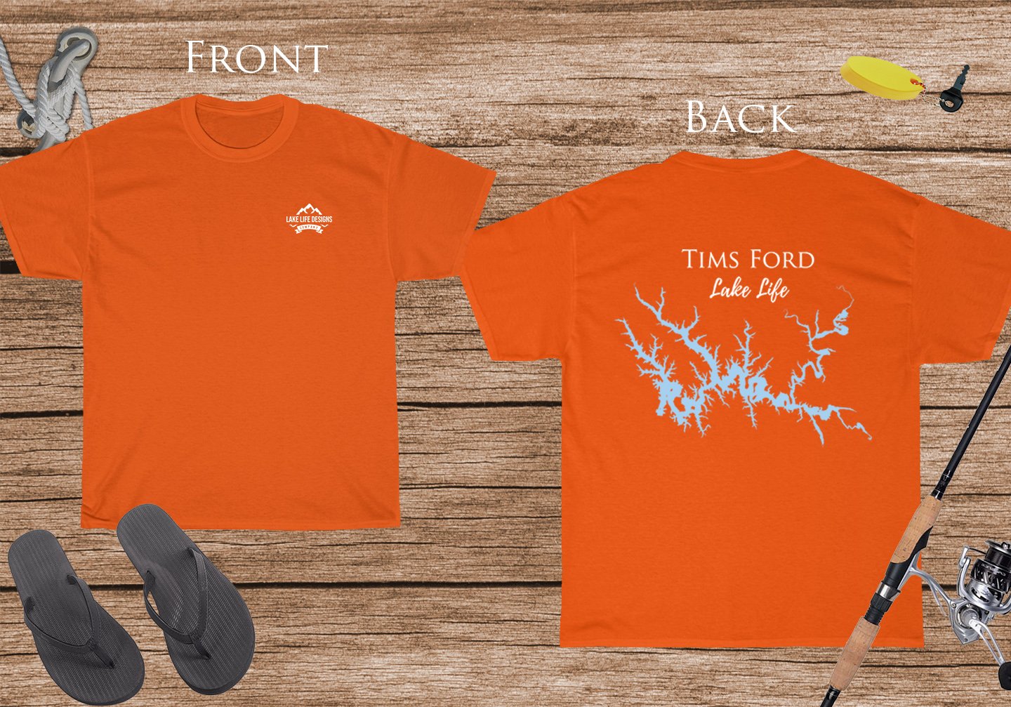 Tims Ford Lake Life - Cotton Short Sleeved - FRONT & BACK PRINTED - Short Sleeved Cotton Tee - Tennessee Lake