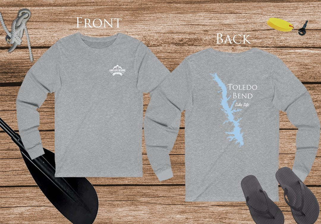 Toledo Bend Life Unisex Cotton Jersey Long Sleeve Tee - Front & Back Print - Texas Lake