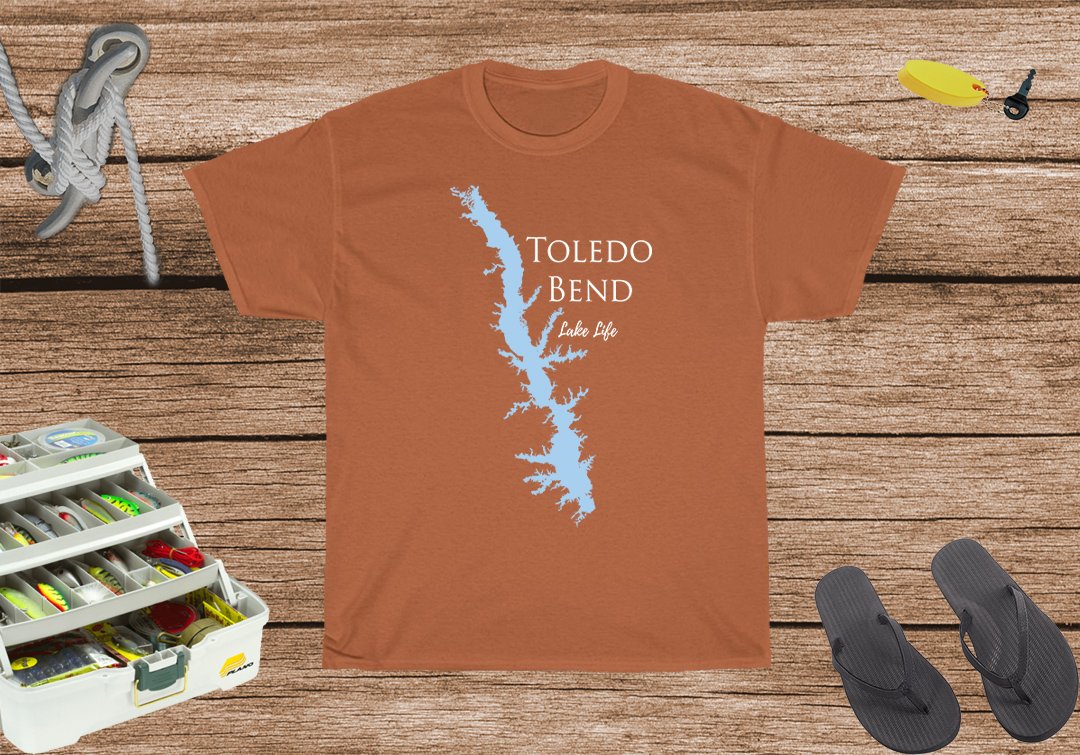 Toledo Bend Lake Life Heavy Cotton Tee - Texas and Louisiana Lake