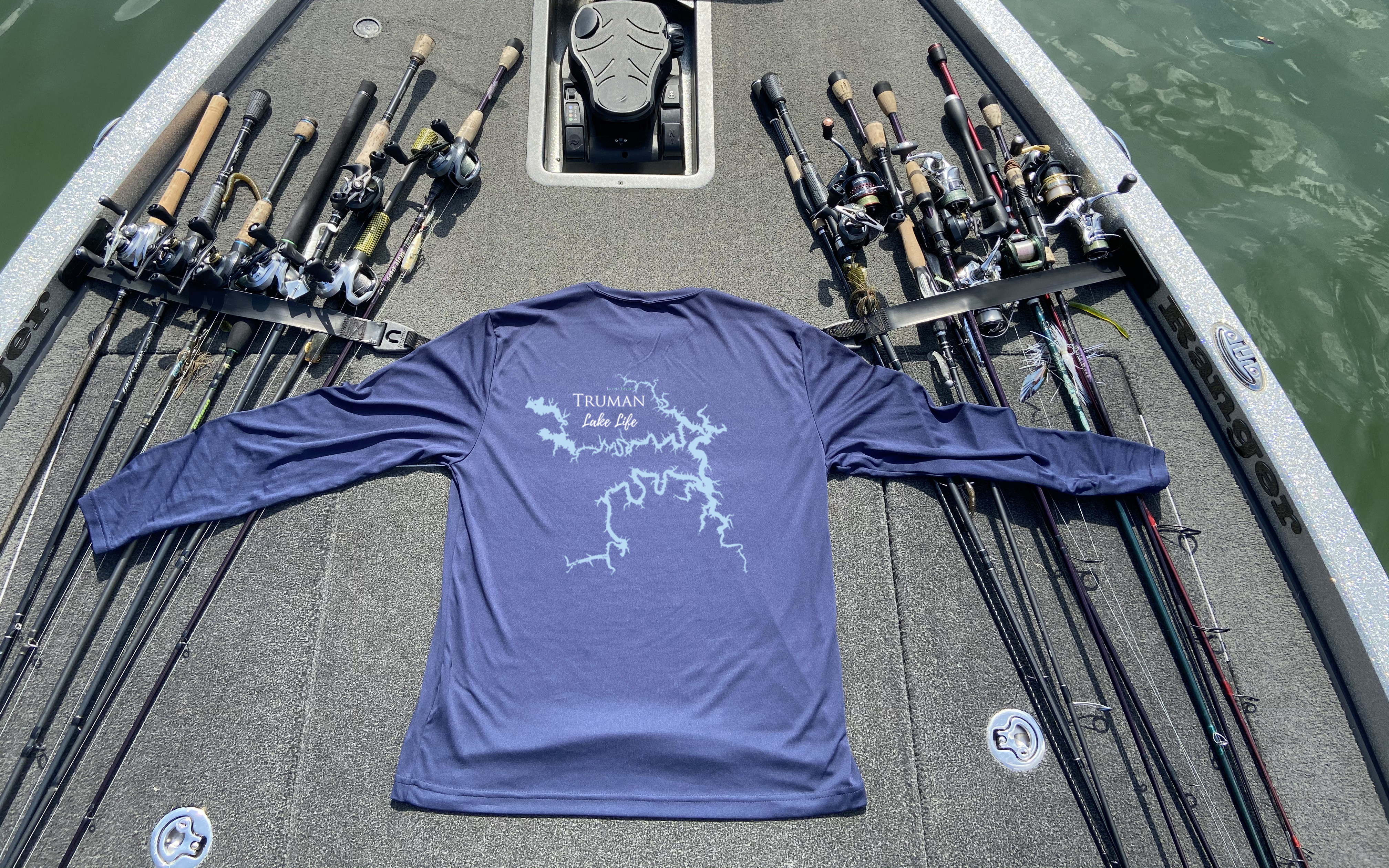 Truman Lake Life Dri-fit Boating Shirt - Breathable Material- Men's Long Sleeve Moisture Wicking Tee - Missouri Lake
