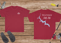 Wateree Lake Life - Cotton Short Sleeved - FRONT & BACK PRINTED - Short Sleeved Cotton Tee - South Carolina Lake