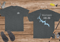Wateree Lake Life - Cotton Short Sleeved - FRONT & BACK PRINTED - Short Sleeved Cotton Tee - South Carolina Lake