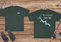Wateree Lake Life - Cotton Short Sleeved - FRONT & BACK PRINTED - Short Sleeved Cotton Tee - South Carolina Lake