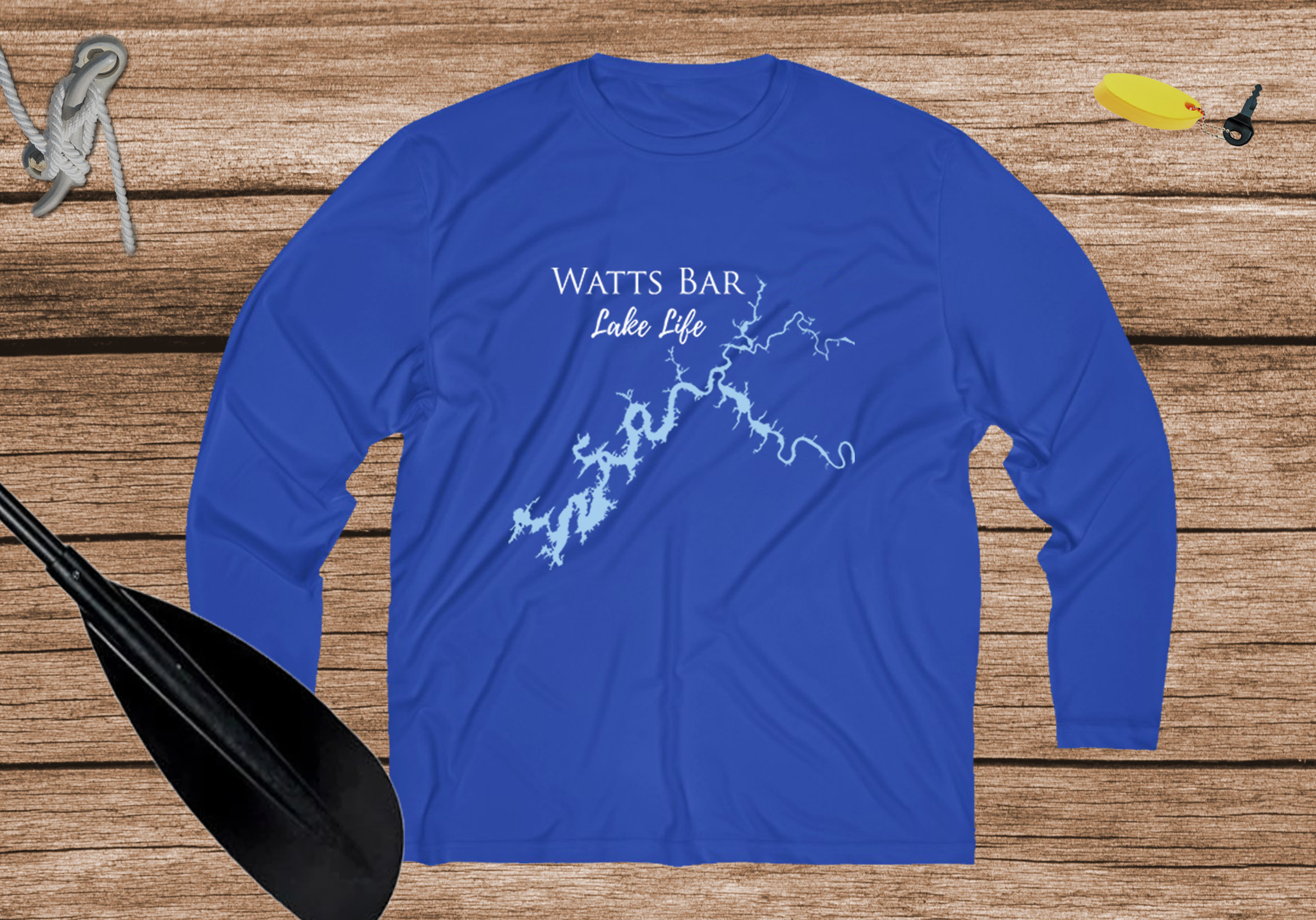 Watts Bar Lake Life Dri-fit Boating Shirt - Breathable Material- Men's Long Sleeve Moisture Wicking Tee - Tennessee Lake