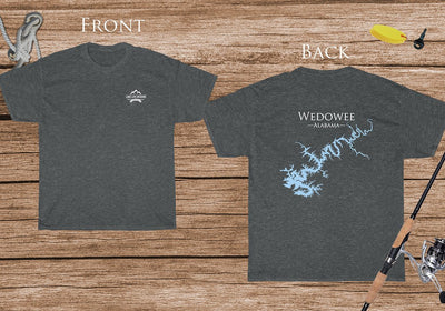 Lake Wedowee - Cotton Short Sleeved - FRONT & BACK PRINTED - Short Sleeved Cotton Tee - Alabama Lake