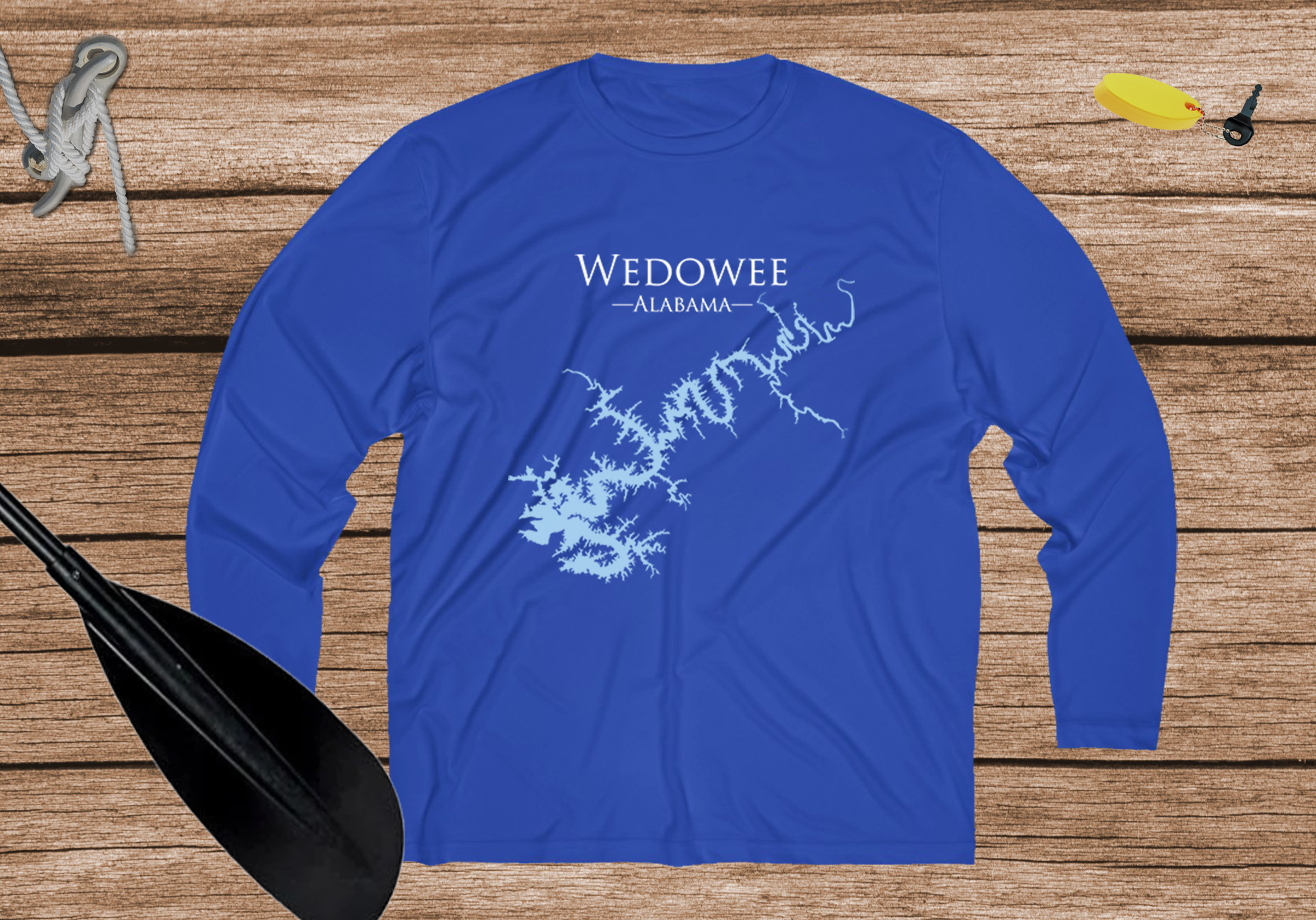Wedowee Dri-fit Boating Shirt - Breathable Material- Men's Long Sleeve Moisture Wicking Tee - Alabama Lake