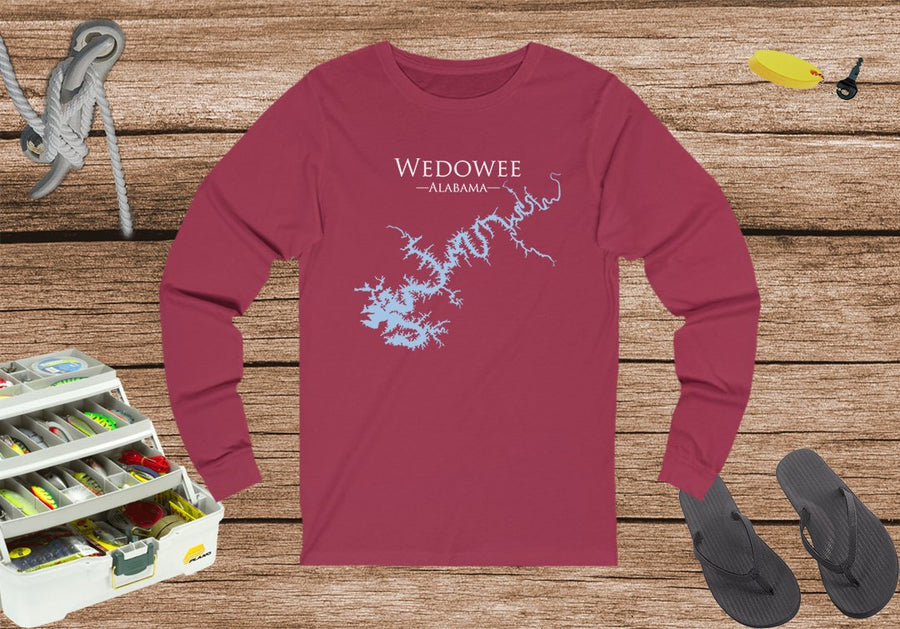 Lake Wedowee AL- Cotton - Front Print - Unisex Jersey Long Sleeve Tee - Alabama Lake