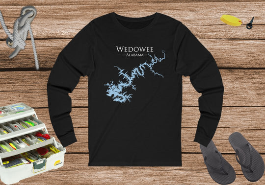 Lake Wedowee AL- Cotton - Front Print - Unisex Jersey Long Sleeve Tee - Alabama Lake