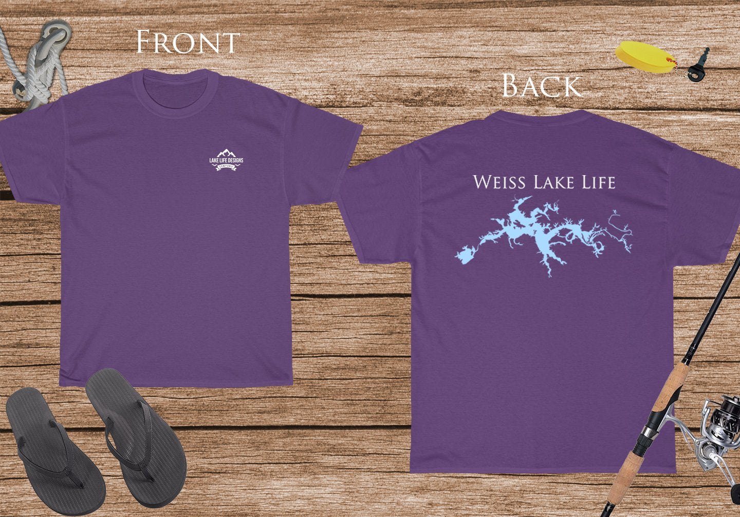 Weiss Lake Life - Cotton Short Sleeved - FRONT & BACK PRINTED - Short Sleeved Cotton Tee - Georgia Lake