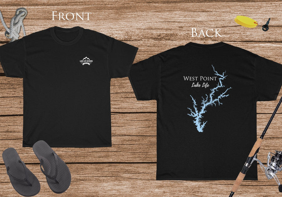 West Point Lake Life - Cotton Short Sleeved - FRONT & BACK PRINTED - Short Sleeved Cotton Tee - Georgia Lake
