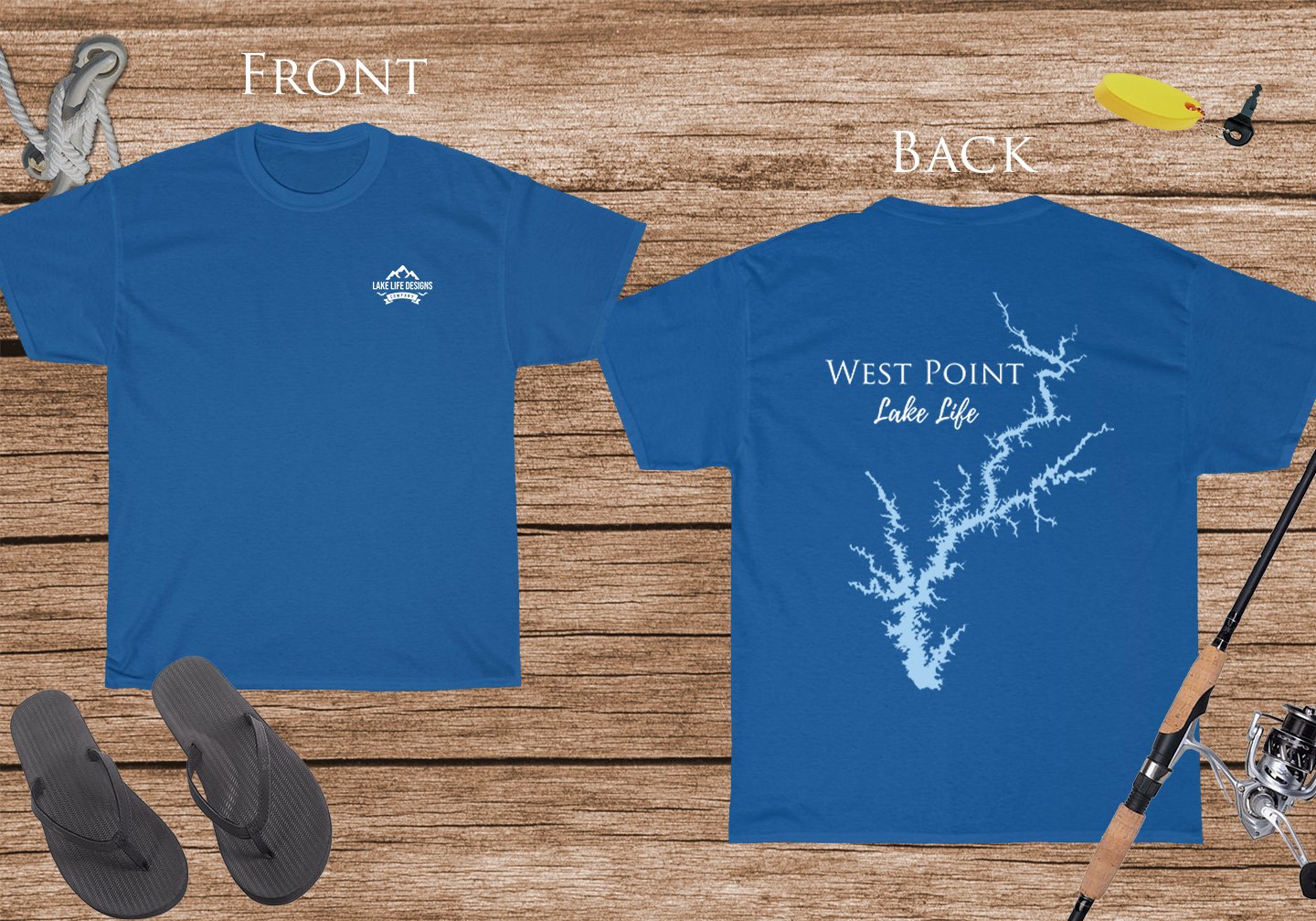 West Point Lake Life - Cotton Short Sleeved - FRONT & BACK PRINTED - Short Sleeved Cotton Tee - Georgia Lake