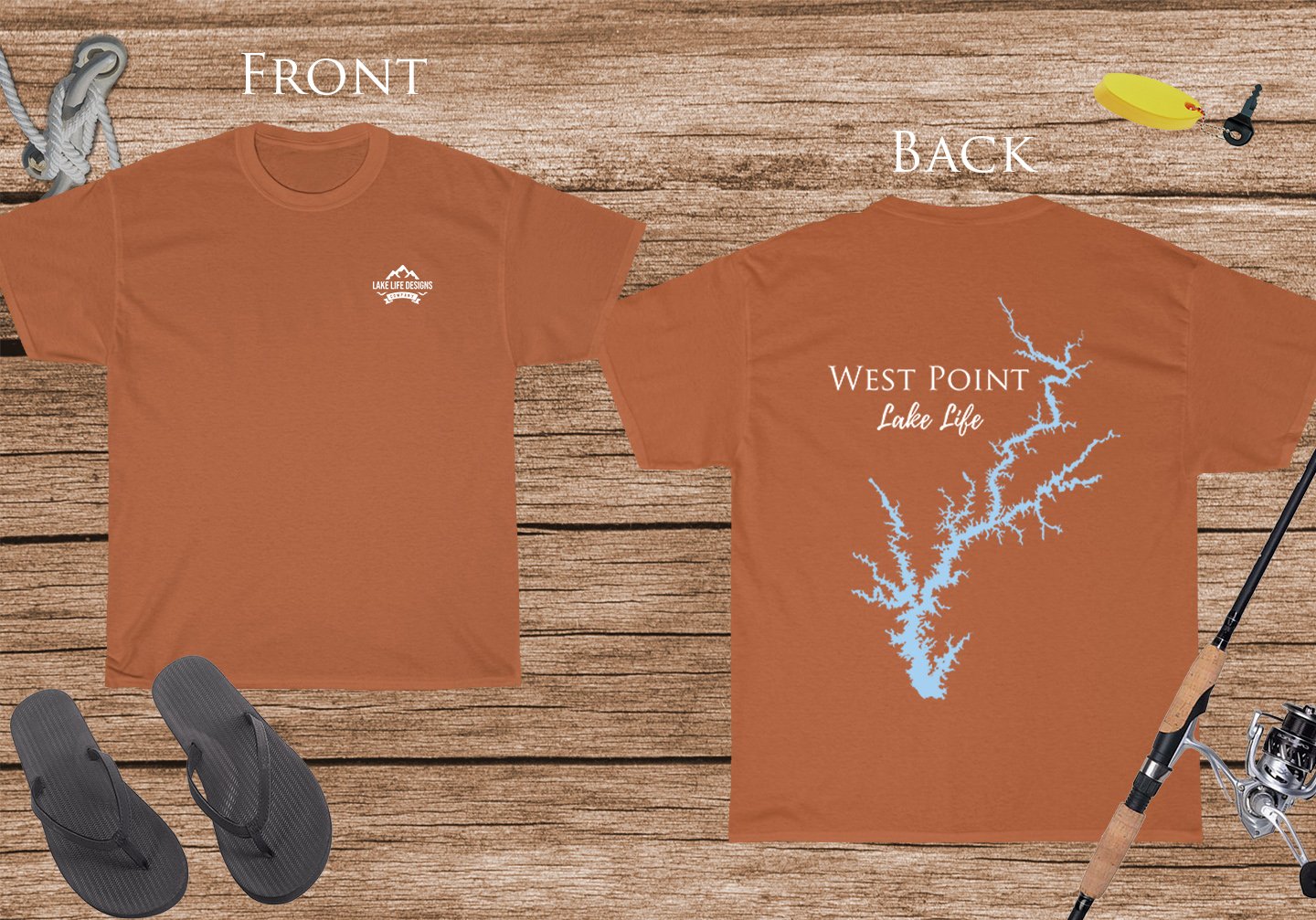 West Point Lake Life - Cotton Short Sleeved - FRONT & BACK PRINTED - Short Sleeved Cotton Tee - Georgia Lake
