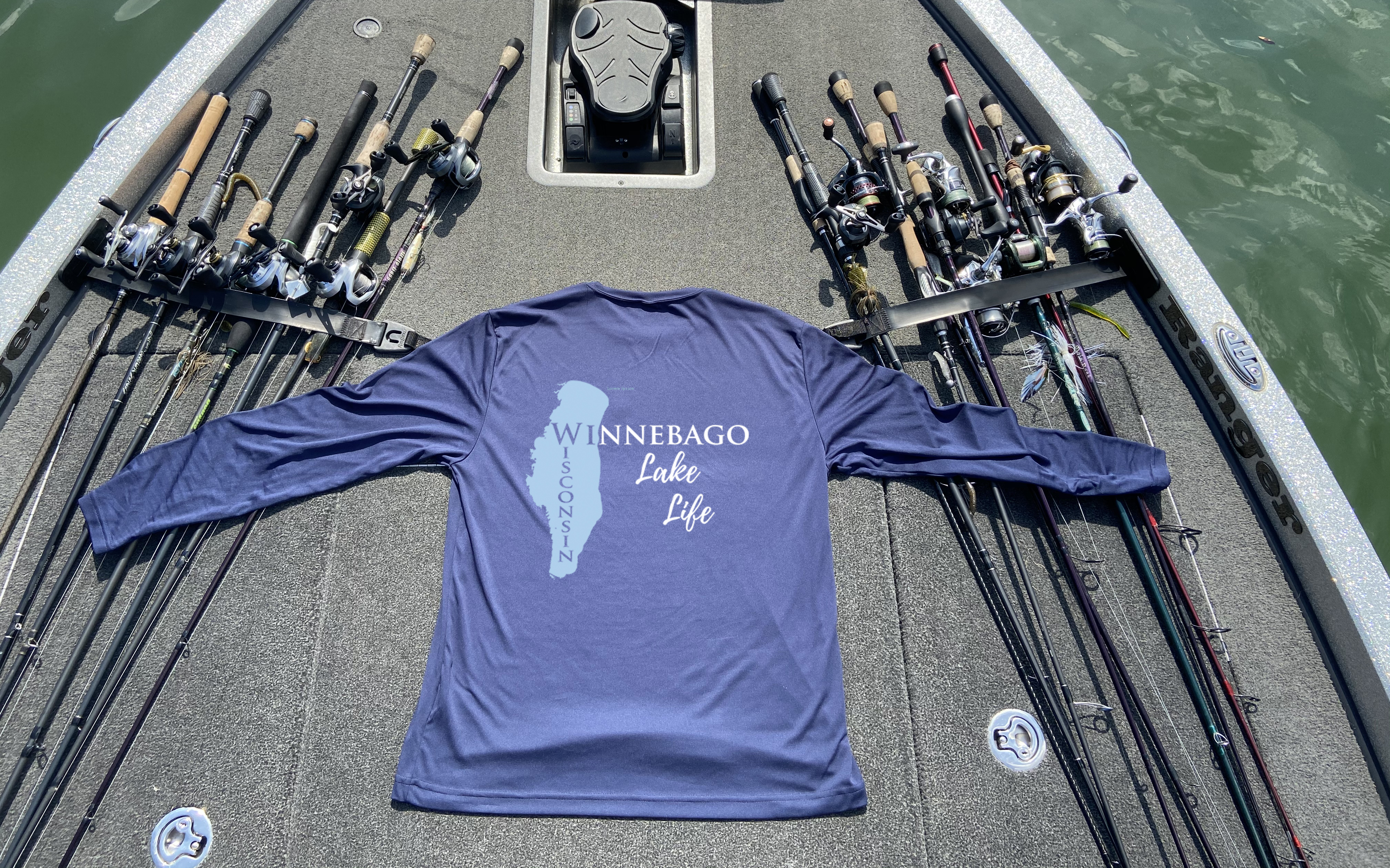 Winnebago Lake Life Dri-fit Boating Shirt - Breathable Material- Men's Long Sleeve Moisture Wicking Tee - Wisconsin Lake
