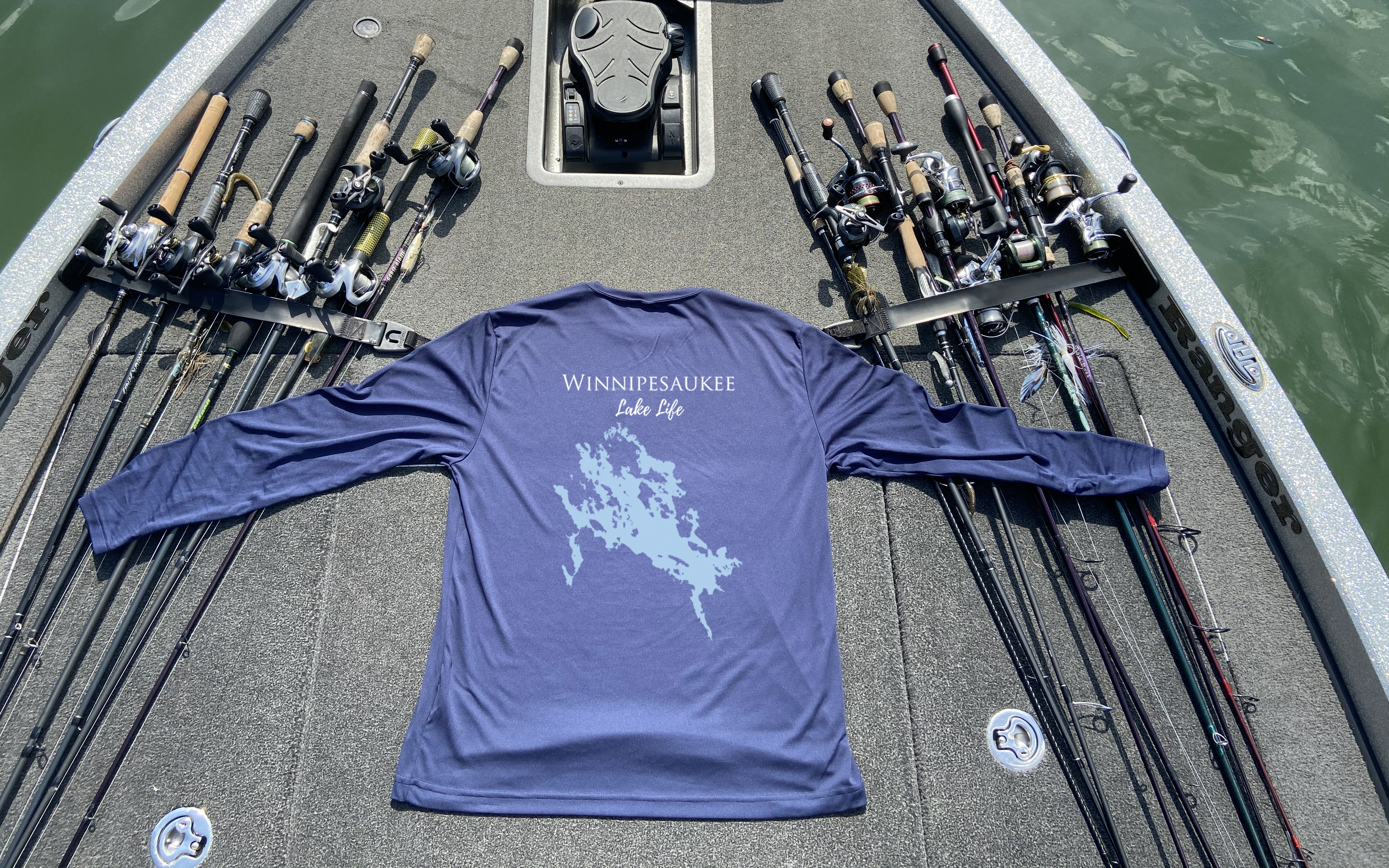 Winnipesaukee Lake Life Dri-fit Boating Shirt - Breathable Material- Men's Long Sleeve Moisture Wicking Tee - New Hampshire Lake