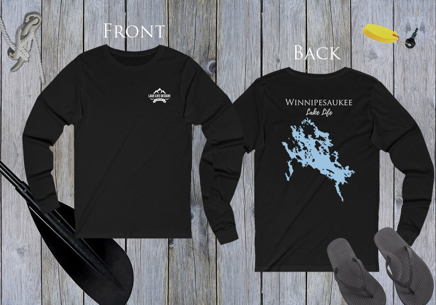 Winnipesaukee Lake Life Unisex Cotton Jersey Long Sleeve Tee - Back Printed - New Hampshire Lake