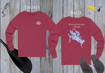 Winnipesaukee Lake Life Unisex Cotton Jersey Long Sleeve Tee - Back Printed - New Hampshire Lake