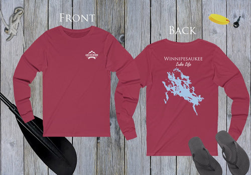 Winnipesaukee Lake Life Unisex Cotton Jersey Long Sleeve Tee - Back Printed - New Hampshire Lake