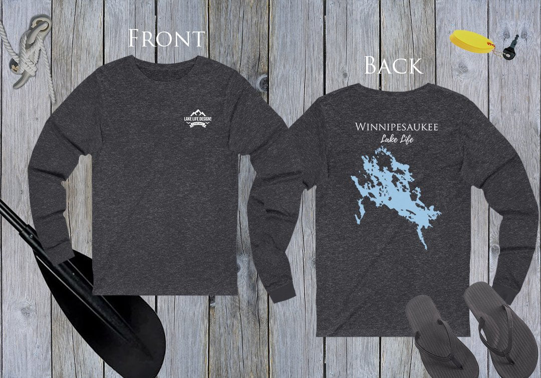 Winnipesaukee Lake Life Unisex Cotton Jersey Long Sleeve Tee - Back Printed - New Hampshire Lake