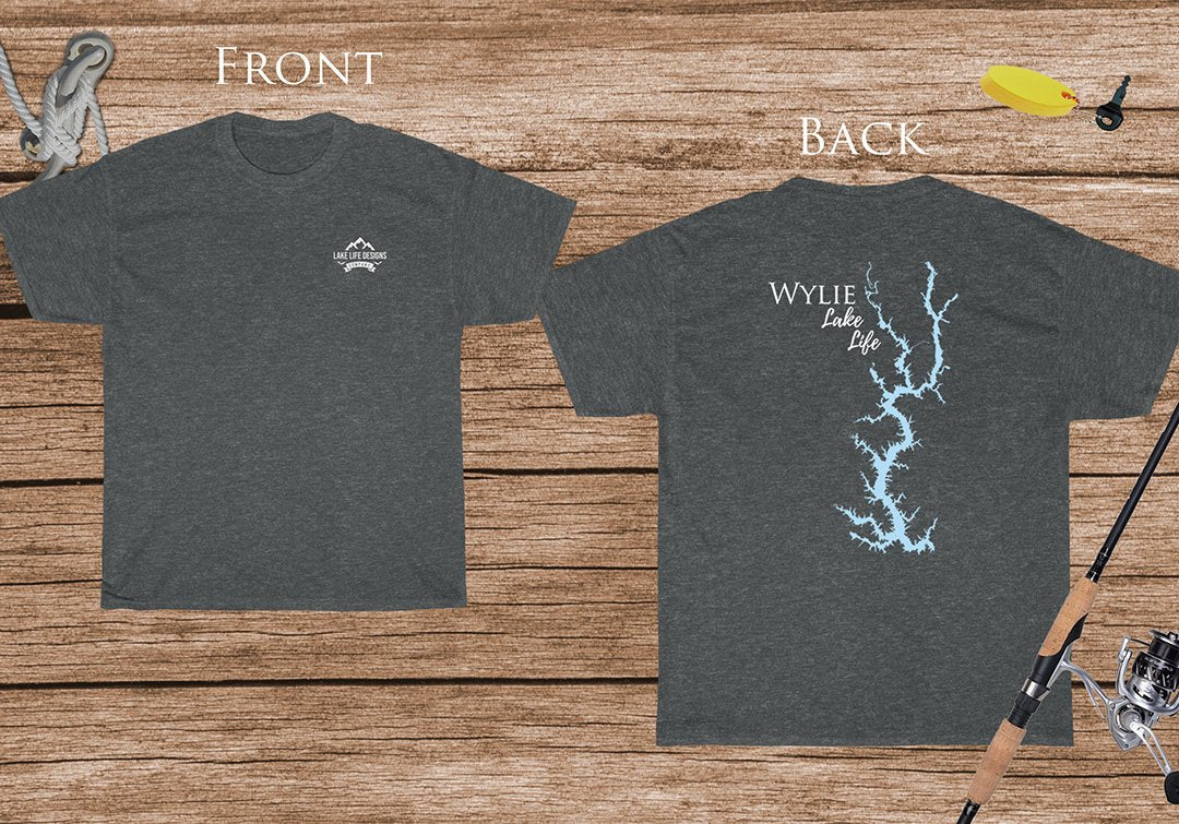 Wylie Lake Life - Cotton Short Sleeved - FRONT & BACK PRINTED - Short Sleeved Cotton Tee -  North Carolina and South Carolina Lake