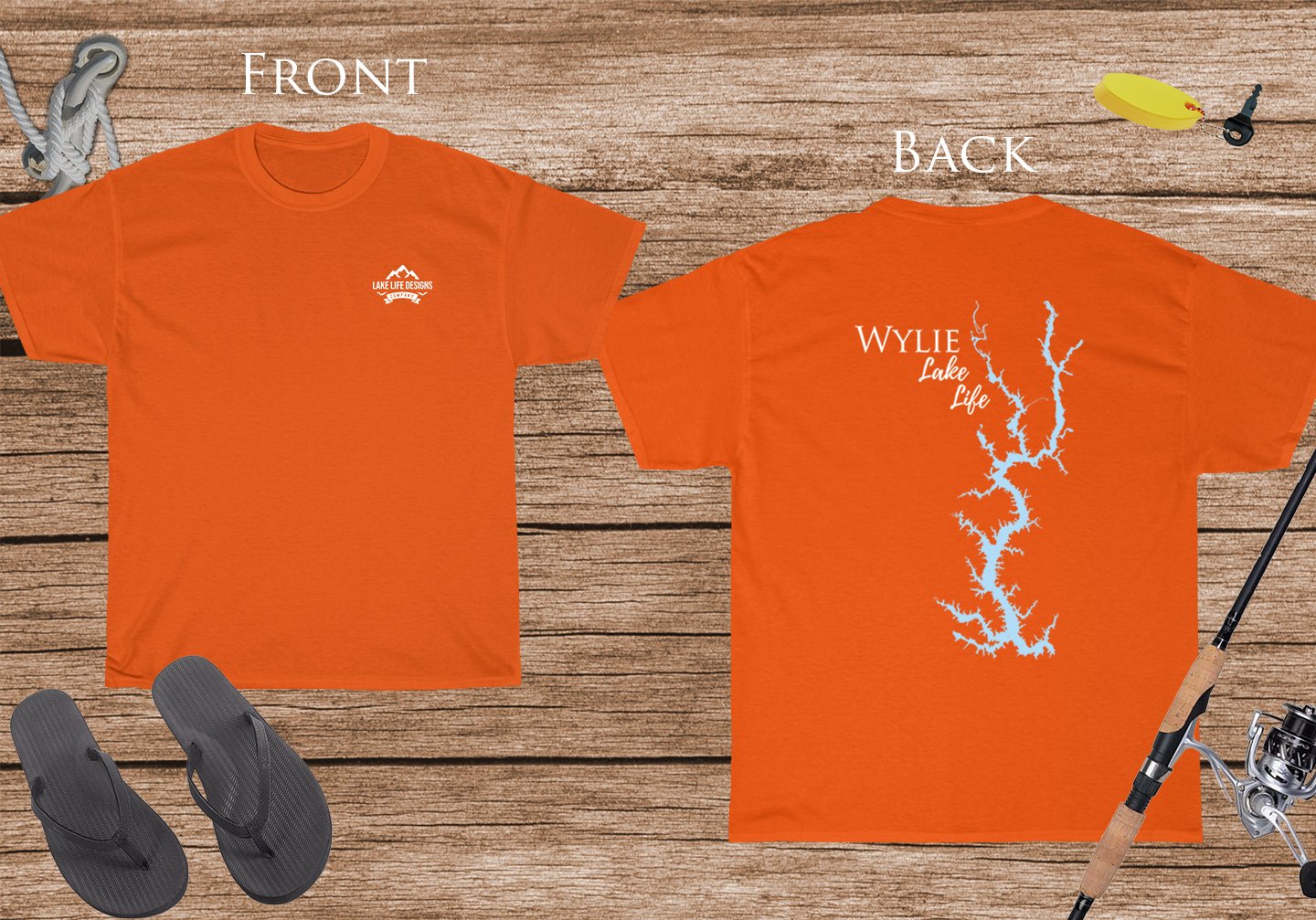 Wylie Lake Life - Cotton Short Sleeved - FRONT & BACK PRINTED - Short Sleeved Cotton Tee -  North Carolina and South Carolina Lake