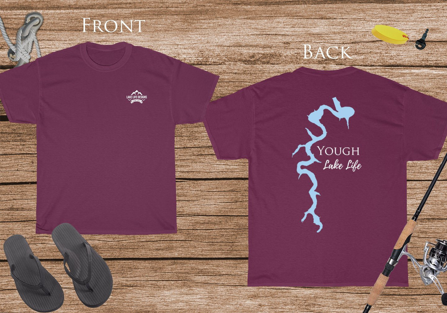 Yough Lake Life - Cotton Short Sleeved - FRONT & BACK PRINTED - Short Sleeved Cotton Tee - Maryland Lake